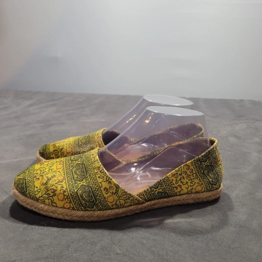Zodiac Womens Yellow Paisley Floral Canvas Espadrille‎ Flats Shoes Size 7.5